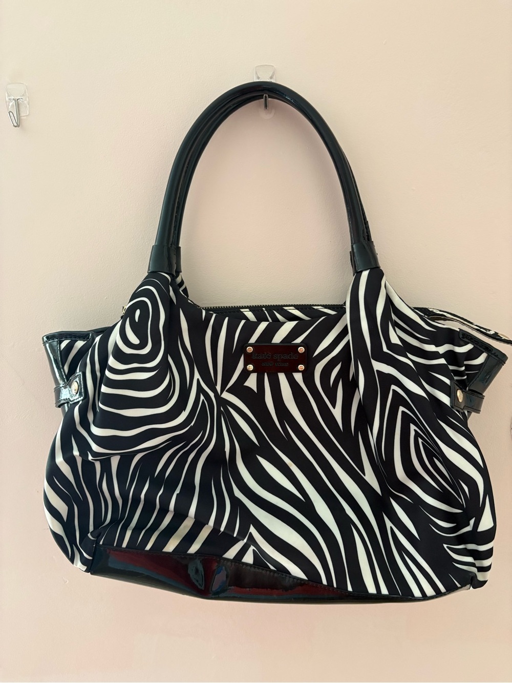 Kate Spade Black and White Zebra-Print Shoulder Bag